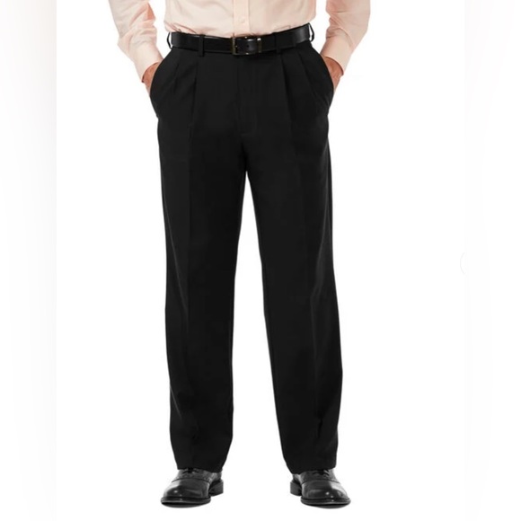 HAGGAR Cool 18Pro Black Classic Fit, Pleat Front Hidden Expand.Waistband… - Picture 7 of 15
